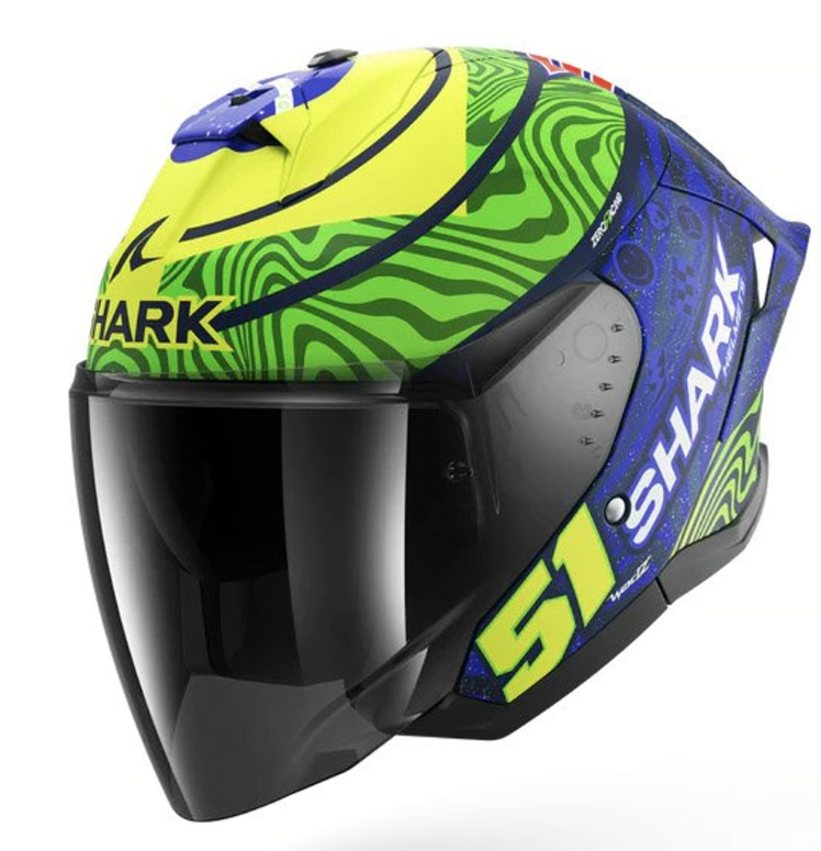 Casco Shark Skwal Jet Replica Granado Azul/Verde/Amarillo