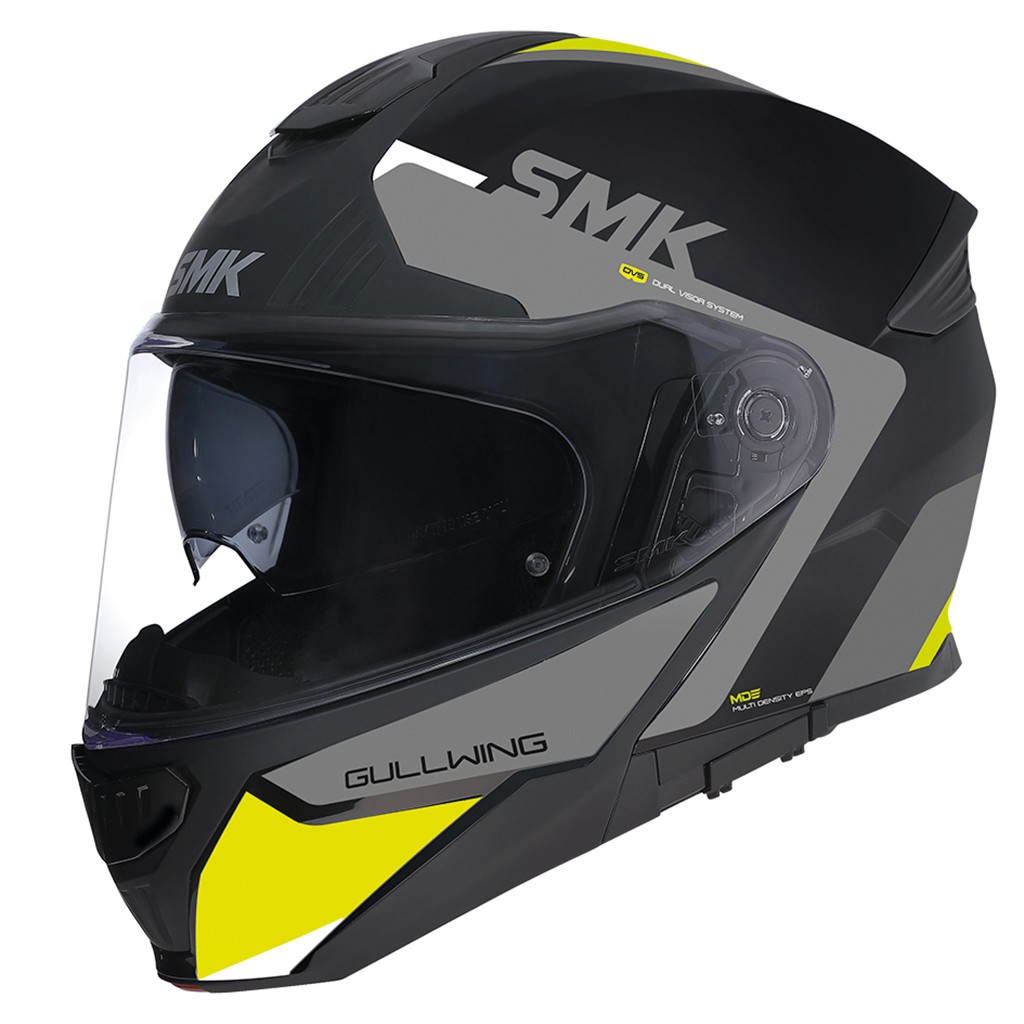 Casco Modular SMK Gullwing Kresto Gris/Negro/Amarillo (GL264)