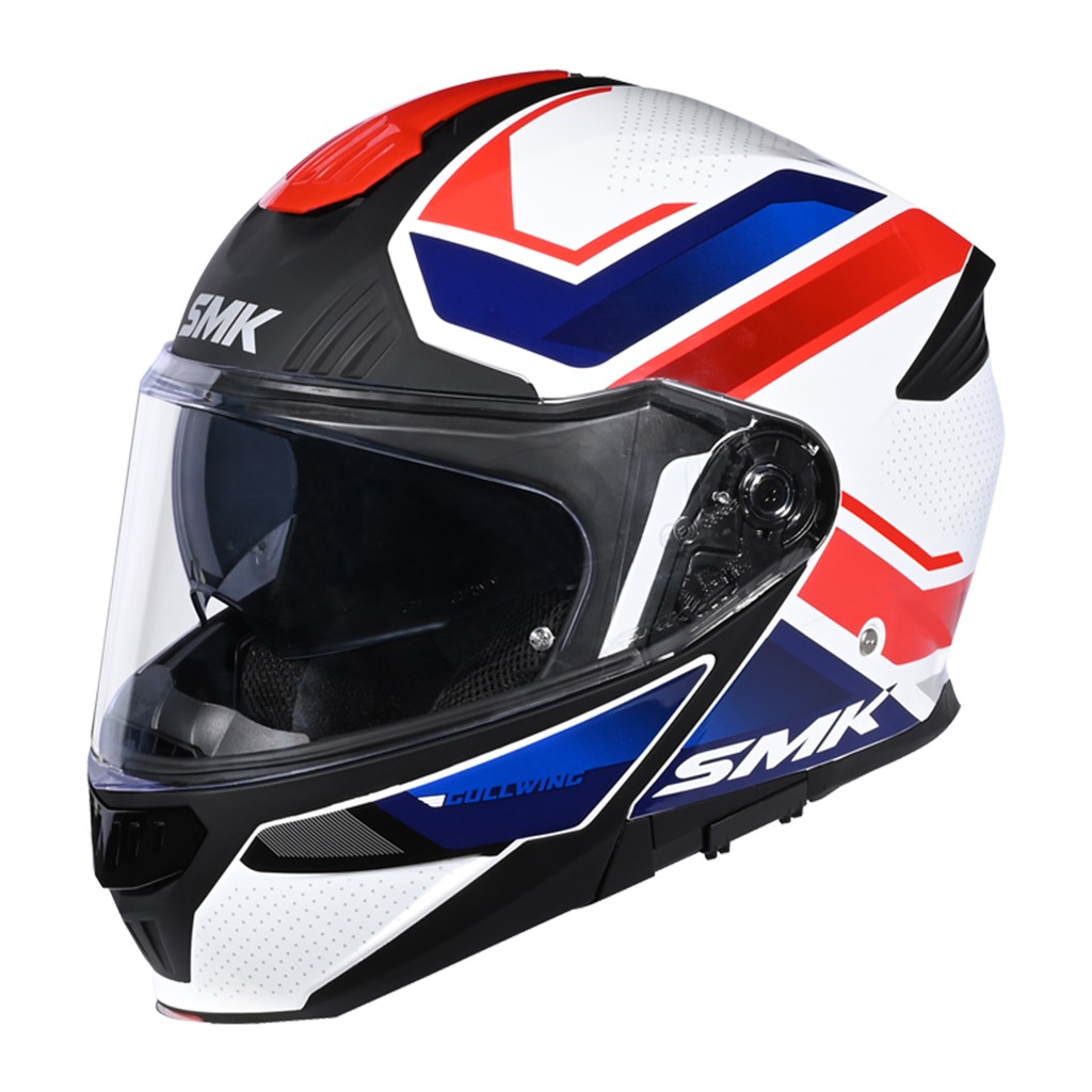 Casco Modular SMK Gullwing Supertour Blanco/Azul/Rojo brillo (GL153)