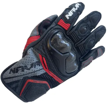 Guantes Piel Mic Negro/Gris/Rojo