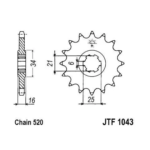 Piñon JT 1043 de acero con 14 dientes