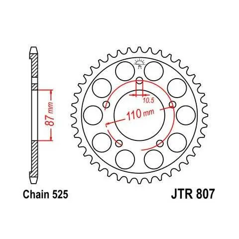 Corona JT 807 de acero con 45 dientes