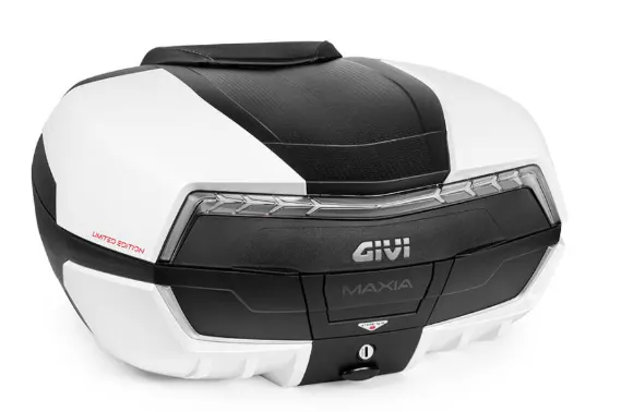 Maleta Givi V58WLTD Maxia 5 catadióptrico transparente y sobretapa blanca