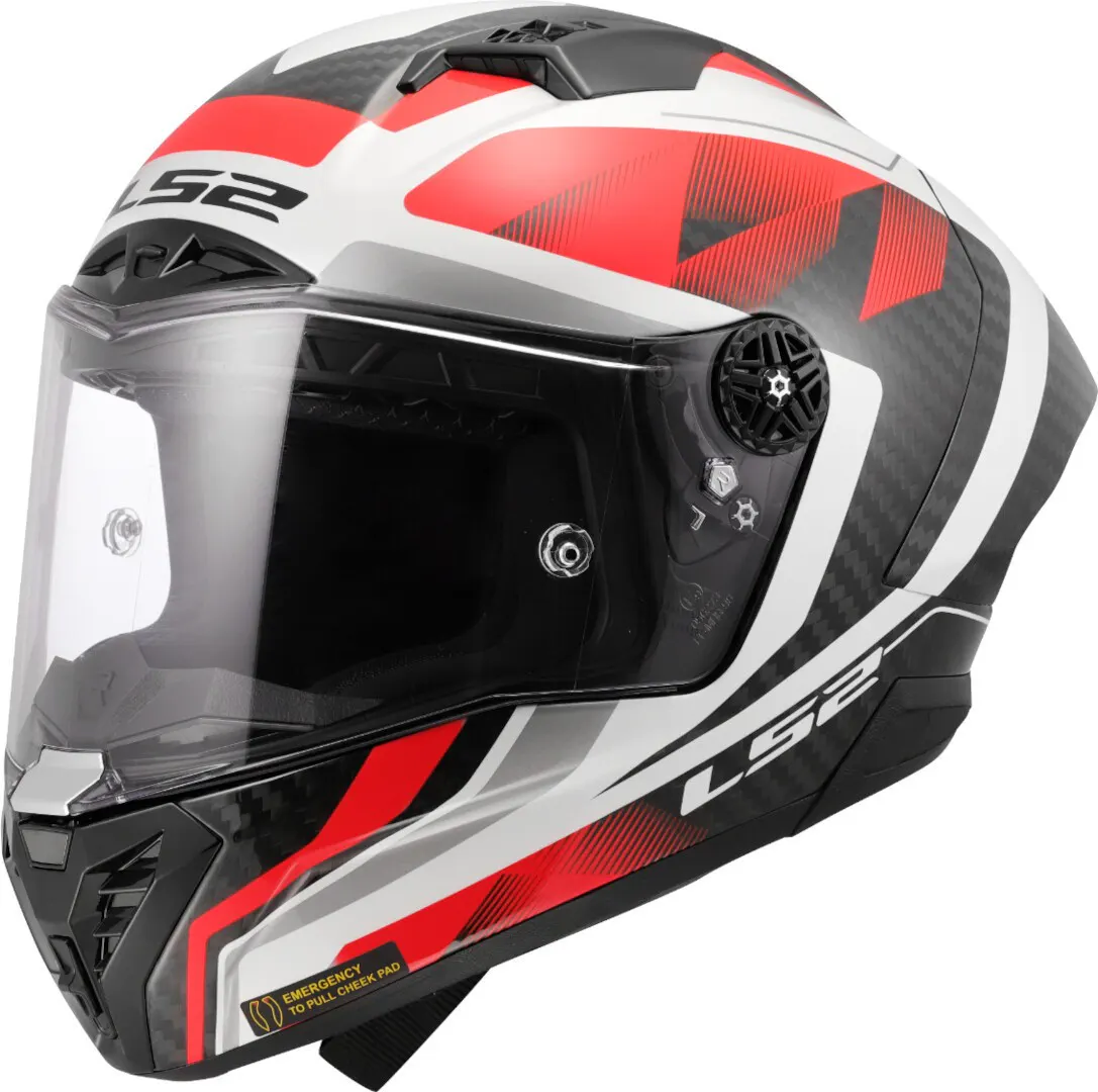 Casco LS2 FF805 Thunder Carbono GP Aero Raute Blanco/Rojo Brillo