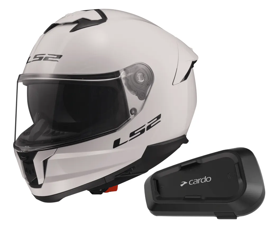 Casco LS2 FF808 Stream II Blanco brillo con Intercomunicador Cardo Spirit