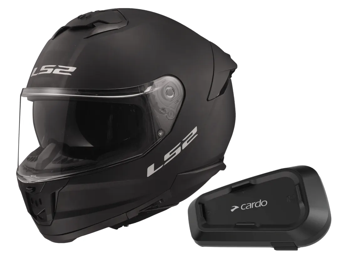 Casco LS2 FF808 Stream II Negro mate con Intercomunicador Cardo Spirit