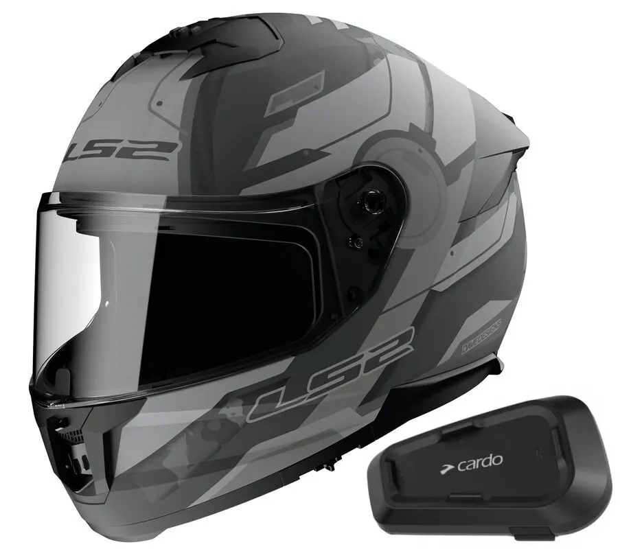 Casco LS2 FF808 Stream II Shadow Gris/Titanium mate con Intercomunicador Cardo Spirit