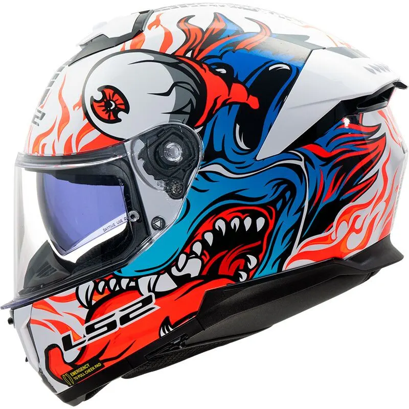 Casco LS2 FF808 Stream II Inferno Blanco/Azul brillo