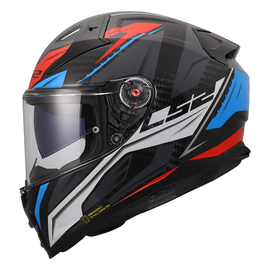 Casco LS2 FF811 Vector II Carbono Savage Blanco/Azul/Rojo