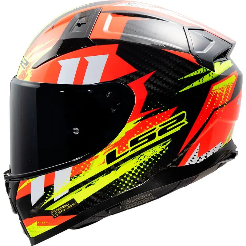Casco LS2 FF811 Vector II Carbono Tantic Rojo/Amarillo brillo