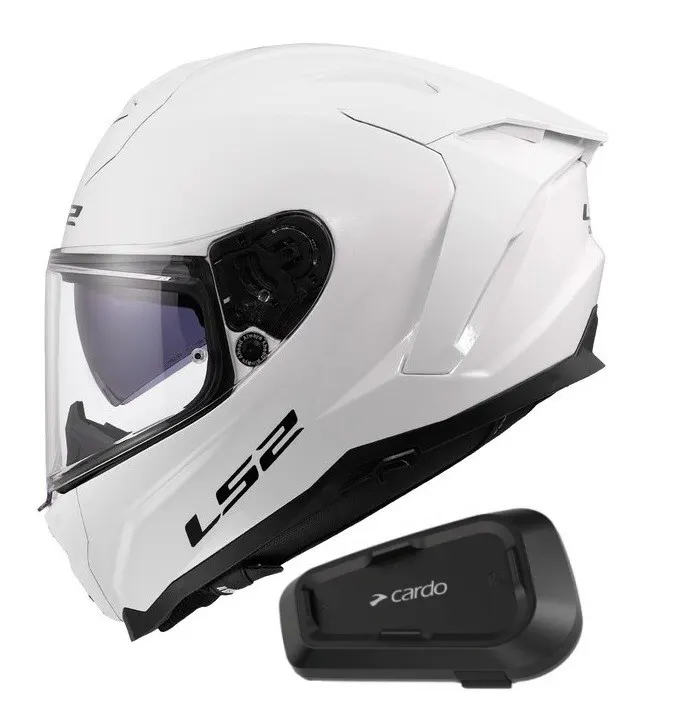 Casco LS2 FF817 Challenger II Blanco brillo con Intercomunicador Cardo Spirit