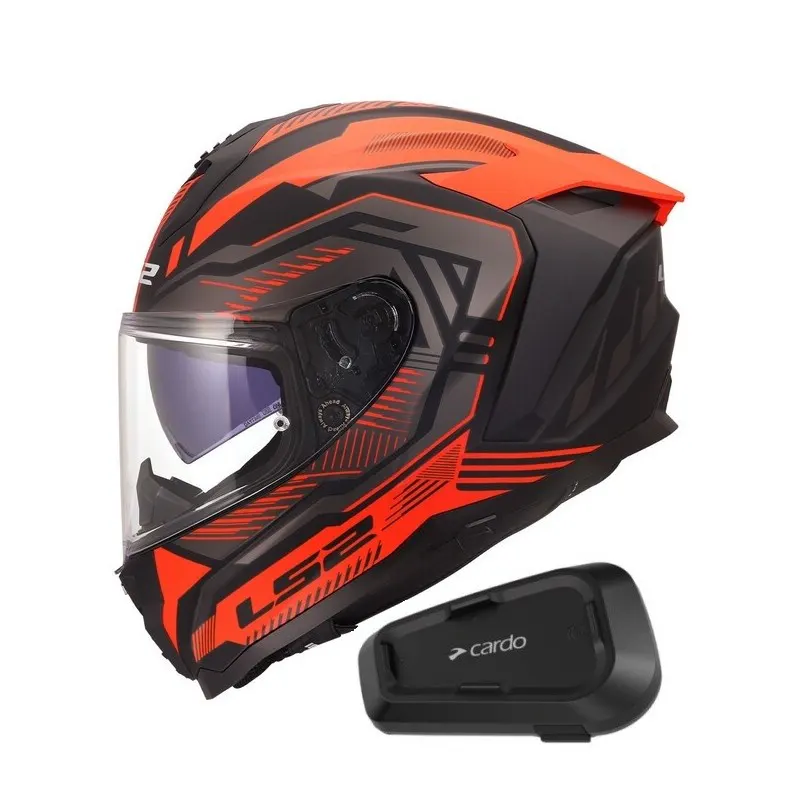 Casco LS2 FF817 Challenger II Dravix Rojo con Intercomunicador Cardo Spirit