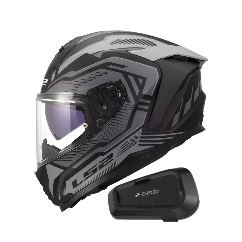 Casco LS2 FF817 Challenger II Dravix Gris con Intercomunicador Cardo Spirit