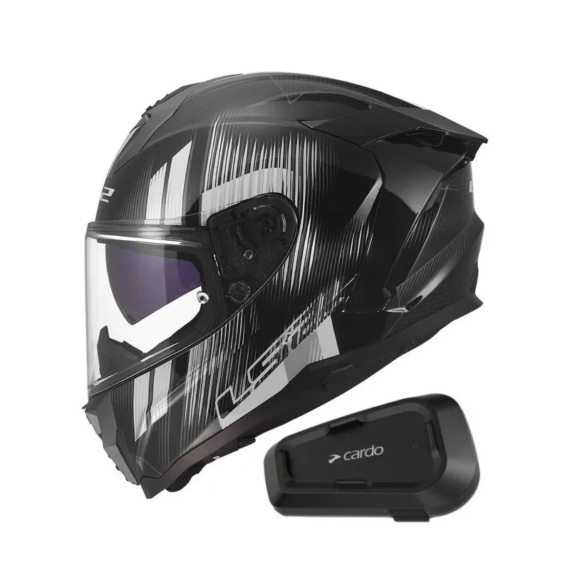 Casco LS2 FF817 Challenger II Nitro Negro/Gris con Intercomunicador Cardo Spirit