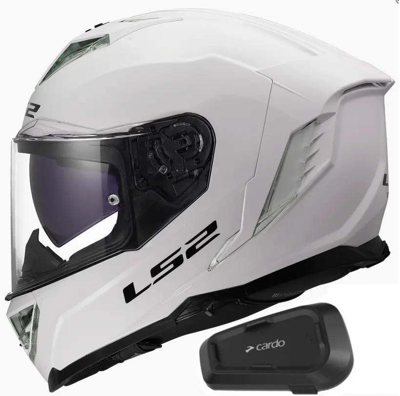 Casco LS2 FF818 Storm III Blanco brillo con Intercomunicador Cardo Spirit