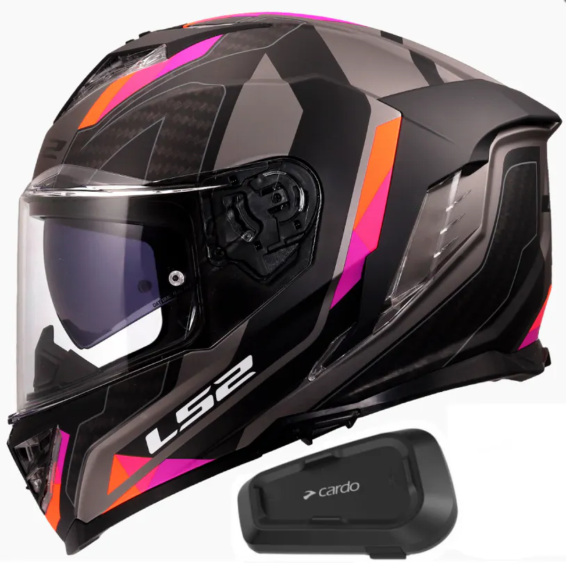 Casco LS2 FF818 Storm III Sporty Gris/Violeta mate con Intercomunicador Cardo Spirit