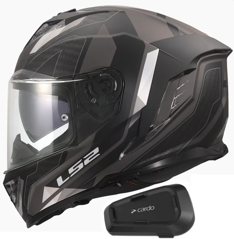Casco LS2 FF818 Storm III Sporty Negro/Gris mate con Intercomunicador Cardo Spirit