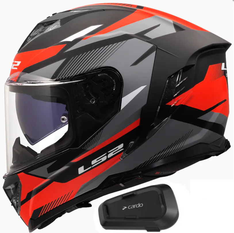 Casco LS2 FF818 Storm III Komai Negro/Rojo mate con Intercomunicador Cardo Spirit