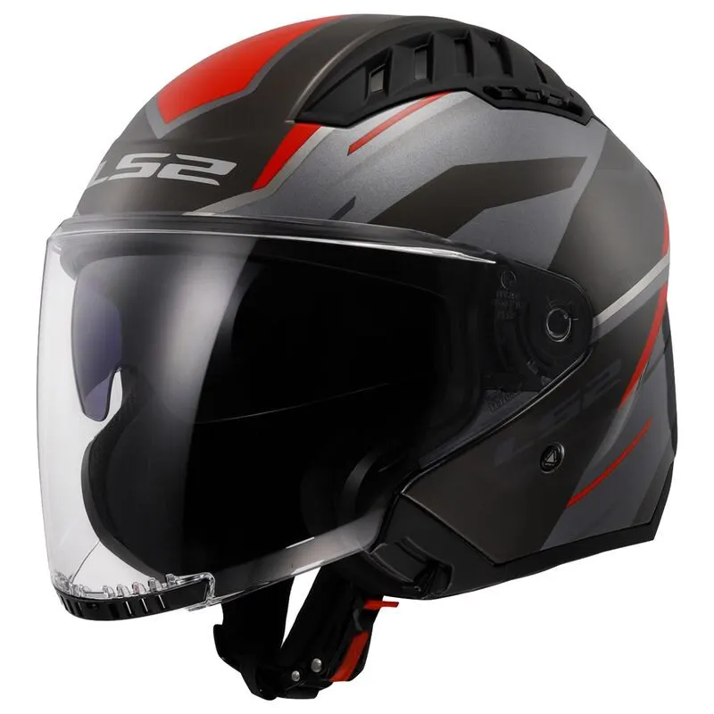 Casco LS2 OF600 Copter II Diston Gris/Rojo