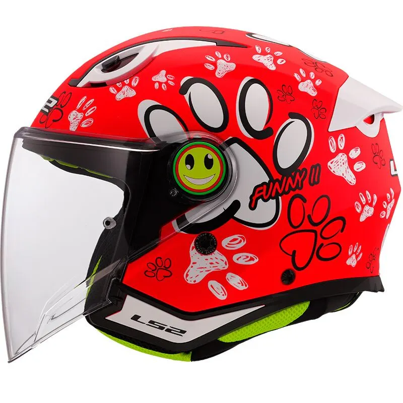 Casco LS2 OF622 Funny II Paws Rojo brillo