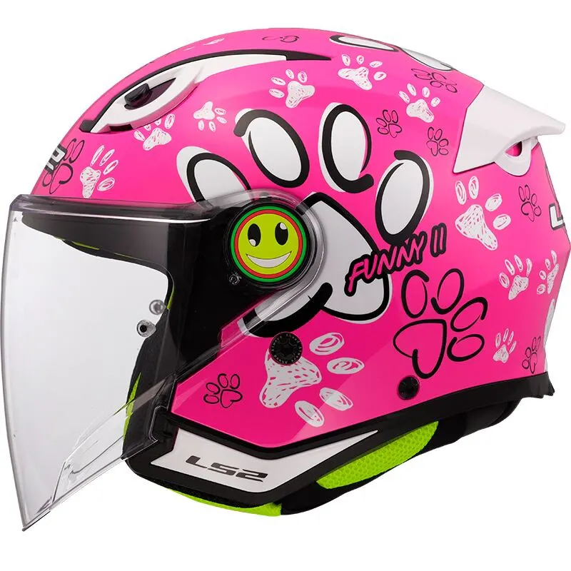 Casco LS2 OF622 Funny II Paws Rosa brillo