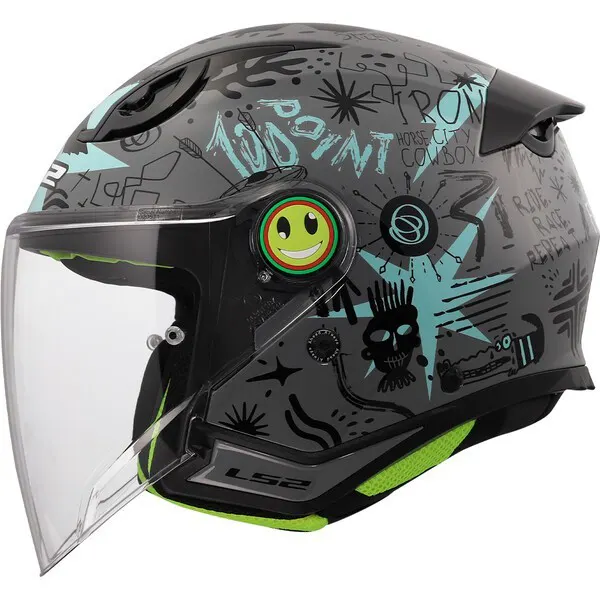 Casco LS2 OF622 Funny II Scribble Gris/Azul