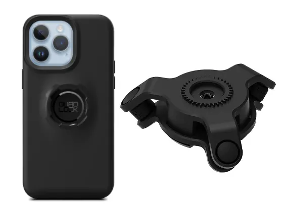 Funda móvil iPhone 14 Pro Max + Amortiguador de vibraciones QUAD LOCK
