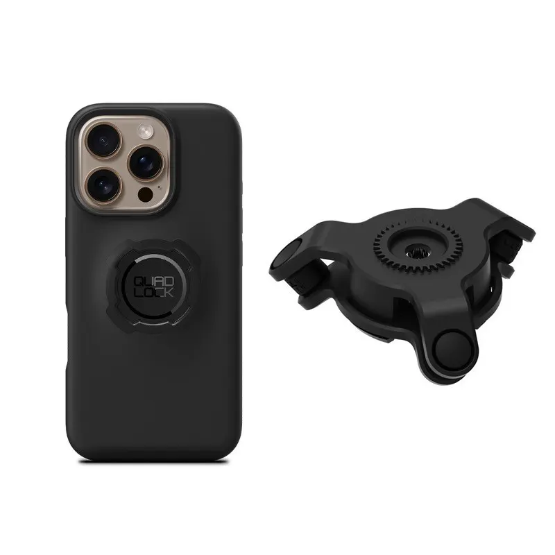 Funda móvil iPhone 16 Pro + Amortiguador de vibraciones QUAD LOCK