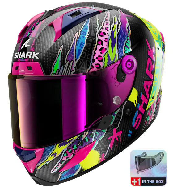 Casco Shark Aeron Fawn Carbono Violeta/Amarillo