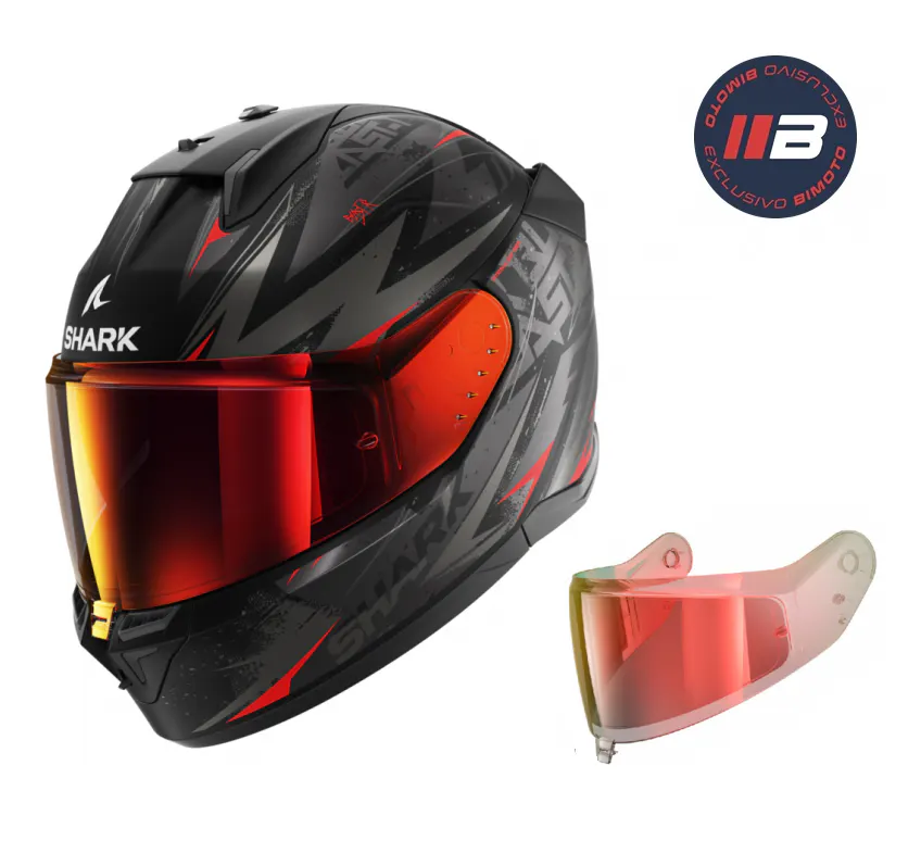 Casco Shark D-Skwal 3 Blast-R Negro/Antracita/Rojo + Pantalla Roja