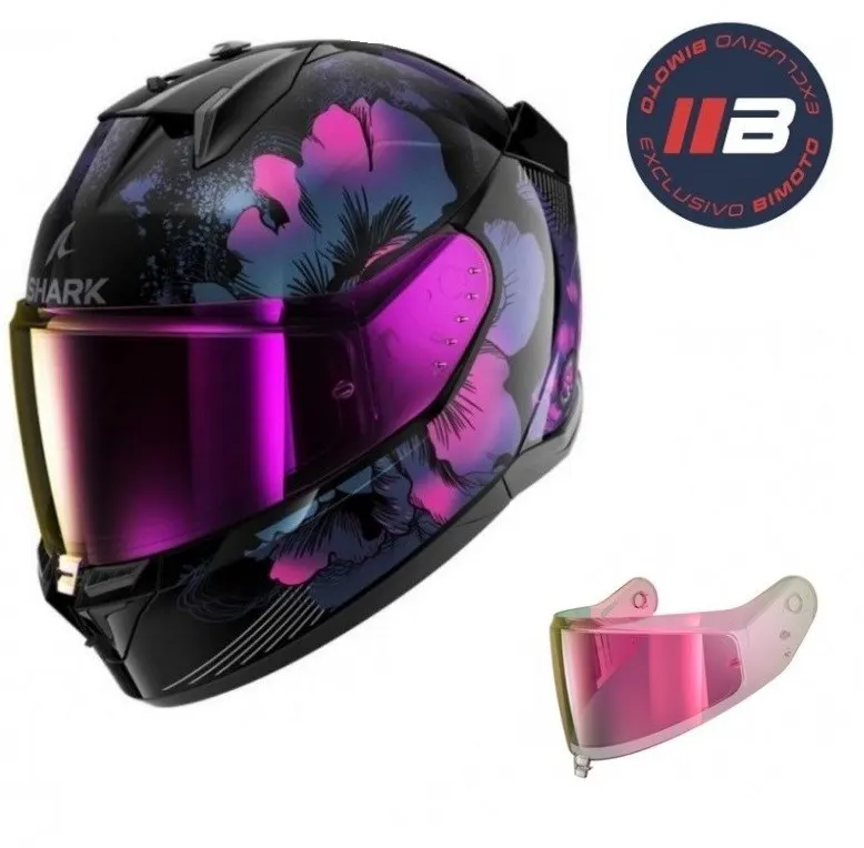 Casco Shark D-Skwal 3 Mayfer Negro/Violeta Glitter + Pantalla Rosa