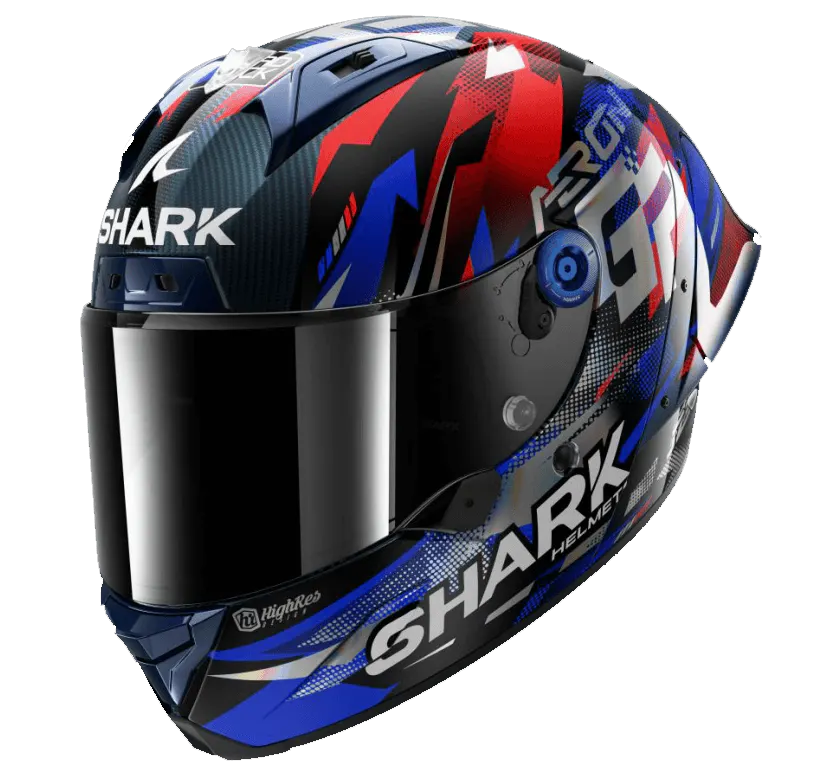 Casco Shark Aeron-GP FIM Racing 1 Replica Zarco Victory 2025 Azul/Cromado
