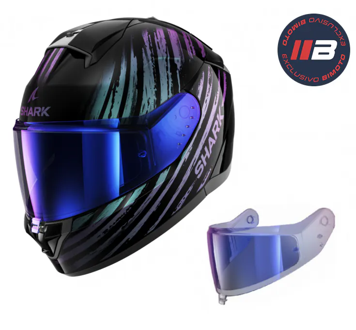 Casco Shark Ridill 2 Assya Azul/Violeta + Pantalla Azul