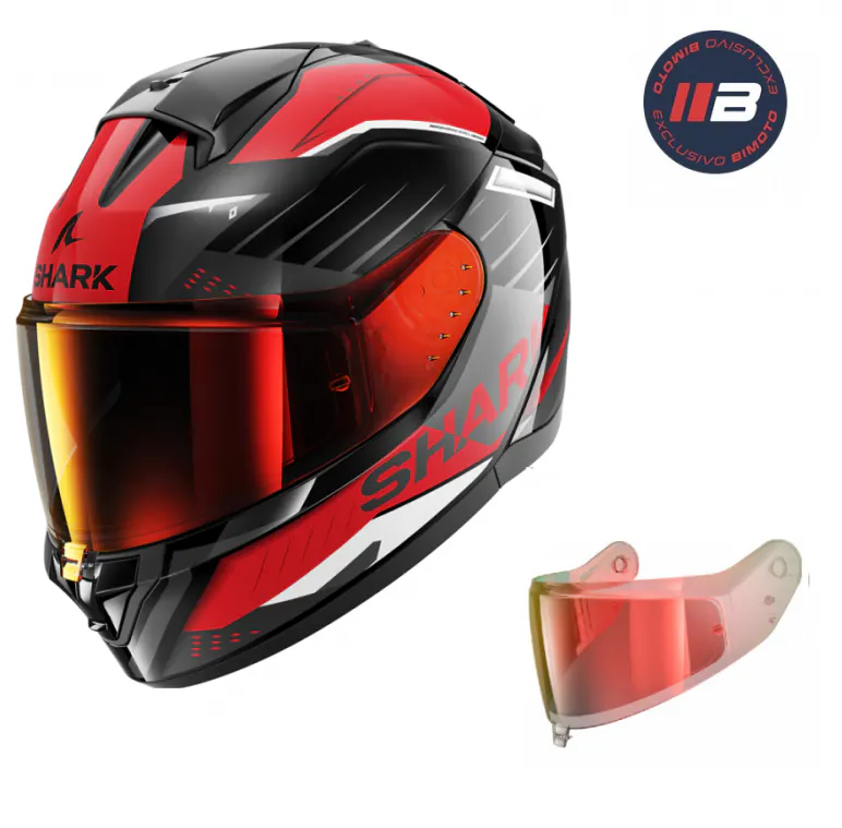 Casco Shark Ridill 2 Bersek Negro/Rojo/Antracita + Pantalla Roja