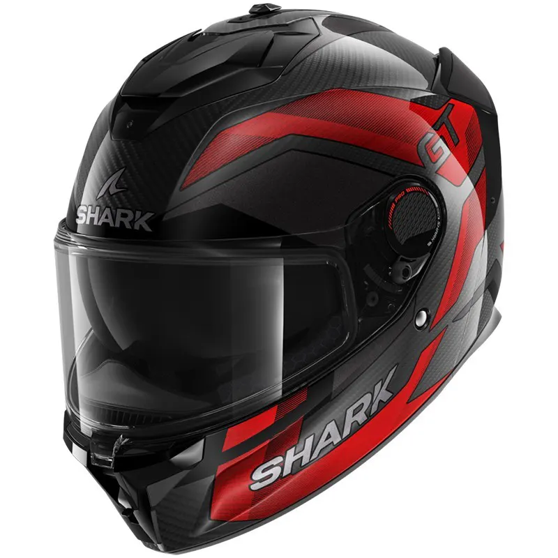 Casco Shark Spartan GT Pro Carbon Ritmo Rojo/Cromado brillo