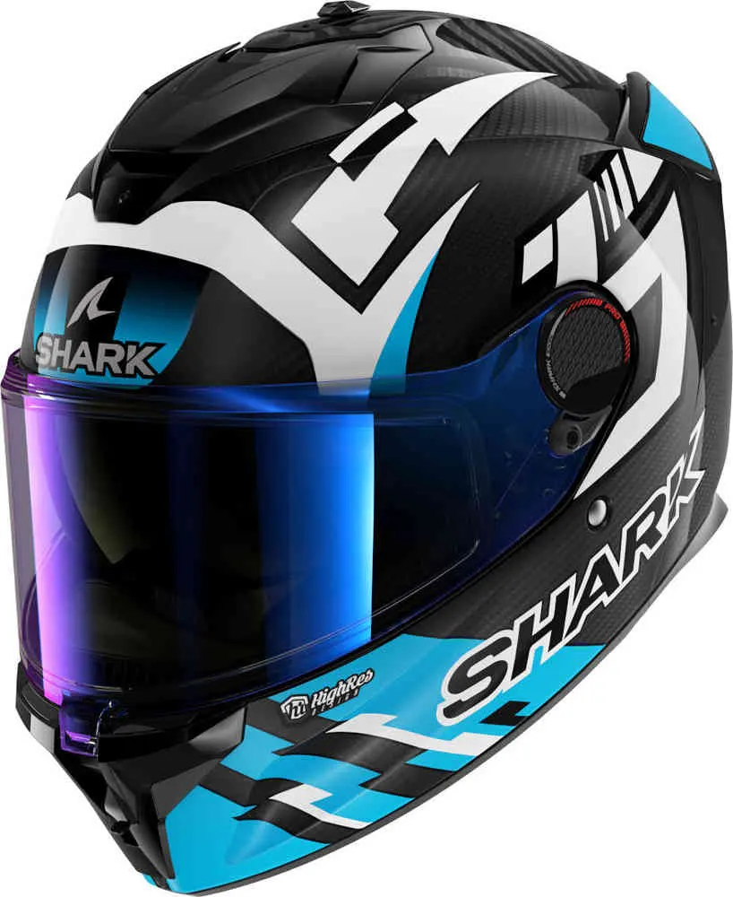 Casco Shark Spartan GT Pro Carbon Zarco Track Racer Carbon Blanco/Azul