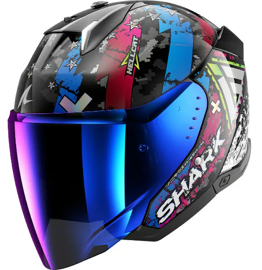 Casco Shark Skwal i3 Jet Hellcat Negro/Cromado/Azul