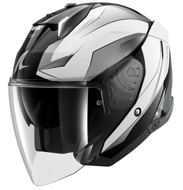Casco Shark Skwal i3 Jet Mekarium Negro/Cromado/Blanco
