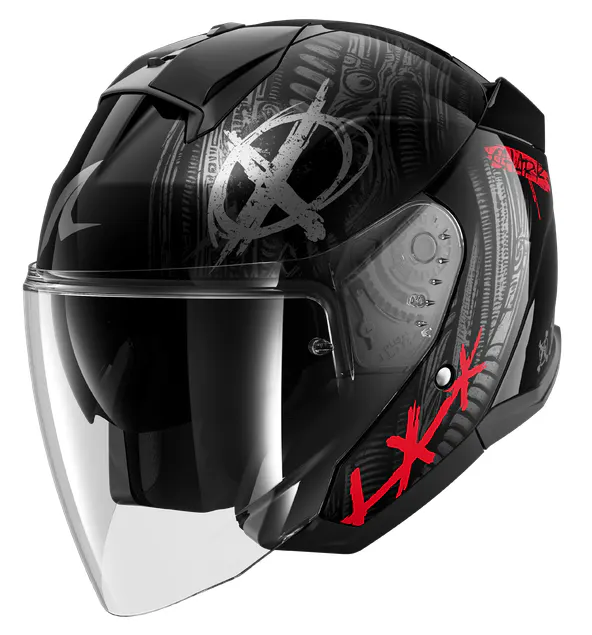 Casco Shark Skwal Jet Shiever Negro/Antracita/Rojo