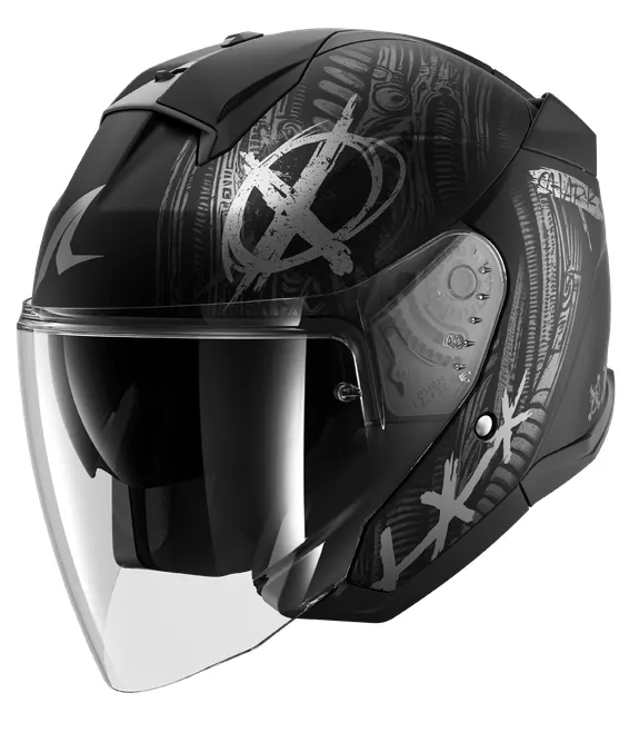 Casco Shark Skwal Jet Shiever Negro/Antracita/Plata