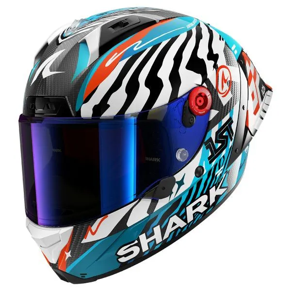 Casco Shark Aeron-GP FIM Racing 2 Speed-Fancy Blanco/Azul