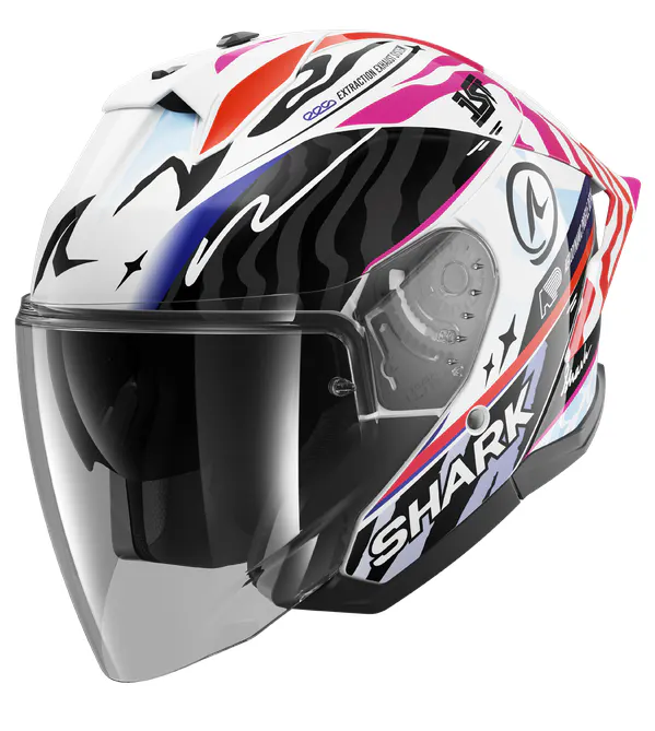 Casco Shark Skwal Jet Cup Speed-Fancy Negro/Blanca/Naranja