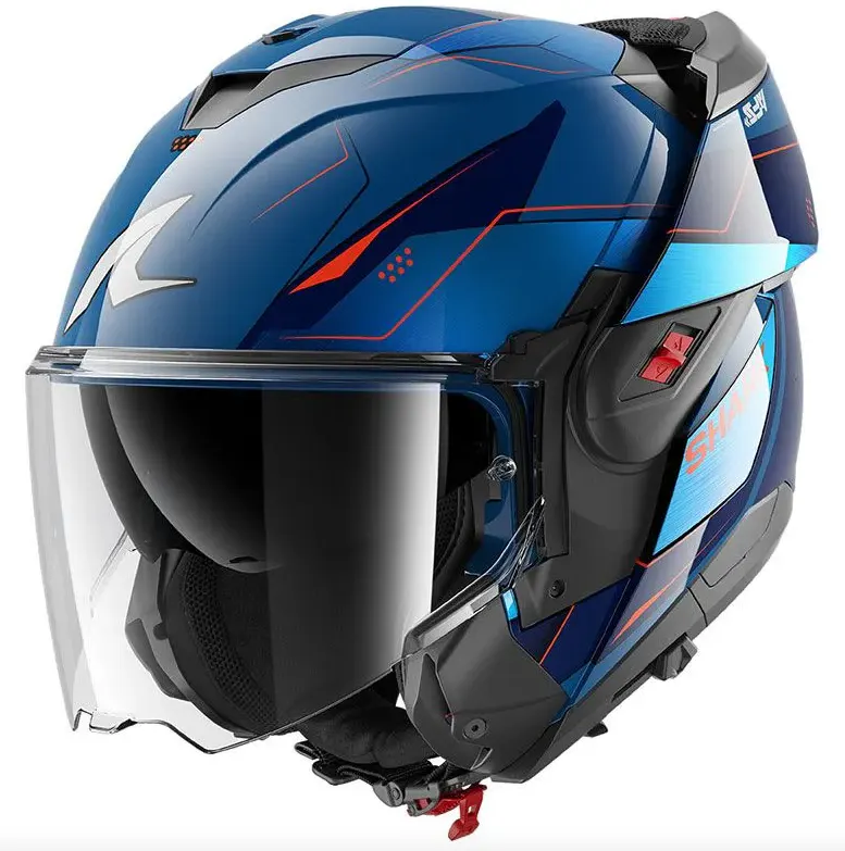 Casco Shark Oxo Mekarium Azul/Naranja brillo