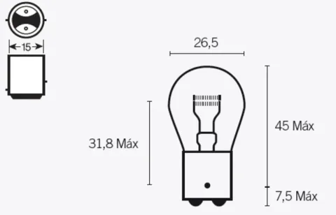 Lámpara Bilux12V21/5W