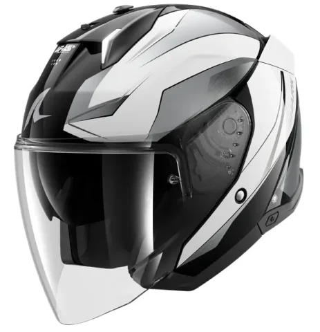 Casco Shark Skwal i3 Jet Mekarium Negro/Cromado/Blanco