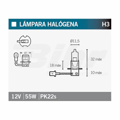 Lámpara Halógena H3