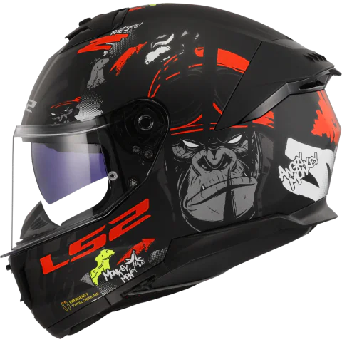 Casco LS2 FF808 SreamII Angry Monkey Negro/Rojo mate