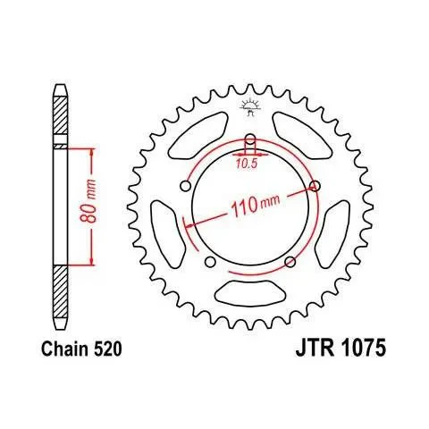 Corona JT 1075 de acero con 39 dientes