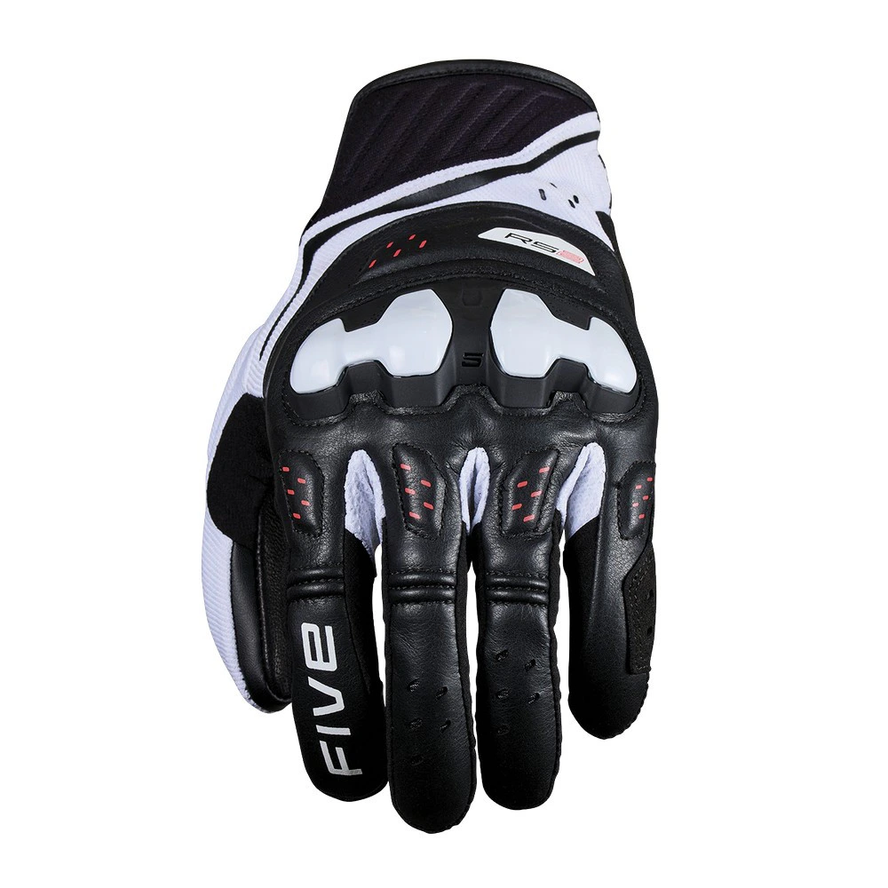 GUANTES FIVE RS2 EVO 2 NEGRO / BLANCO / ROJO FLUOR