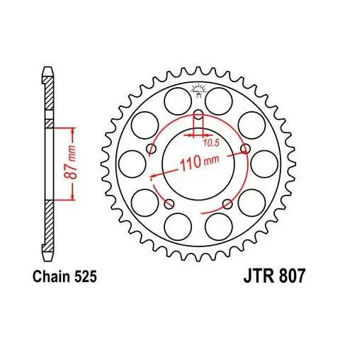 Corona JT 807 de acero con 45 dientes